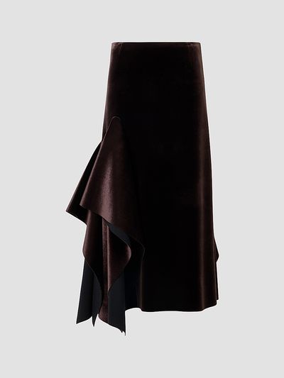 Akris Women's Velvet Neoprene Asymmetric Midi Skirt