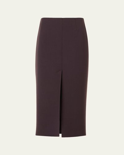 Akris Wool Double-Face Slit Midi Pencil Skirt