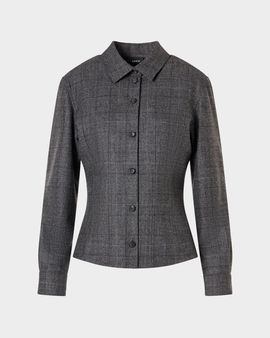 Akris Wool Flannel Prince of Wales Button-Down Blouse