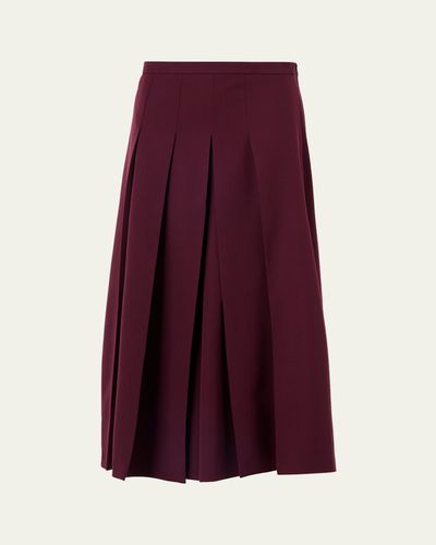 Akris Wool Gabardine Pleated Midi Skirt