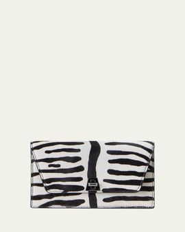 Akris Zebra-Print Calf Hair Clutch Bag