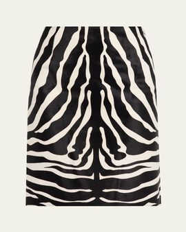 Akris Zebra-Print Pony Hair Pencil Skirt