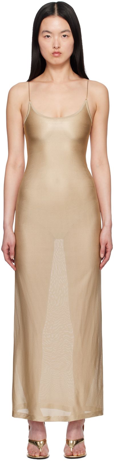 ALAÏA ALAÏA Beige Knit Slip Dress
