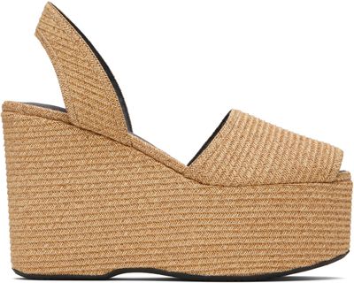 ALAÏA ALAÏA Beige Wedge Paper Straw Heeled Sandals