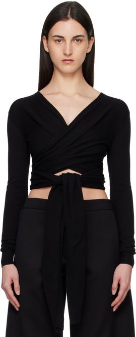 ALAÏA ALAÏA Black Cashmere Wrap Sweater