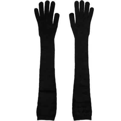 ALAÏA ALAÏA Black Long Tailored Velvet Gloves