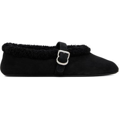 ALAÏA ALAÏA Black Merino Shearling Ballerina Flats