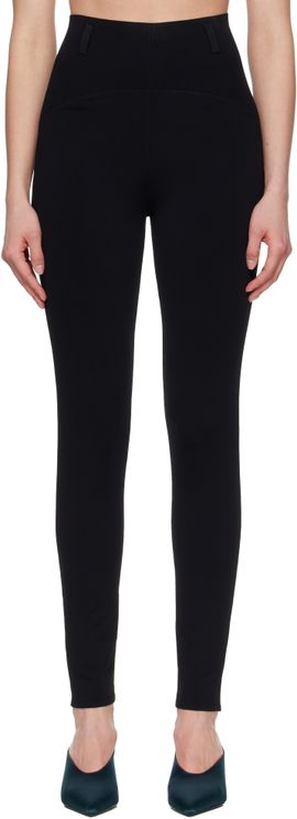 ALAÏA ALAÏA Black Rib Belt Loop Leggings