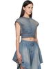 ALAÏA ALAÏA Blue Belted Denim Blouse - 2