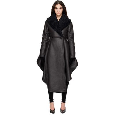 ALAÏA ALAÏA Brown Asymmetric Shearling Coat