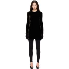 ALAÏA ALAÏA Brown Cinched Waist Velvet Minidress