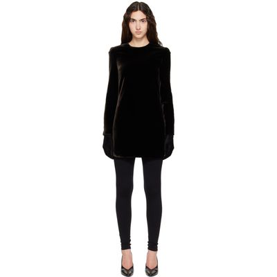 ALAÏA ALAÏA Brown Cinched Waist Velvet Minidress