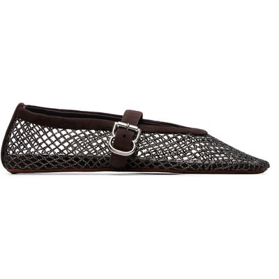 ALAÏA ALAÏA Brown Strass Fishnet Ballerina Flats