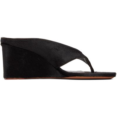 ALAÏA ALAÏA Brown Wedge Thong Mule Heeled Sandals