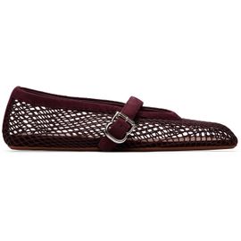 ALAÏA ALAÏA Burgundy Fishnet Suede Ballerina Flats