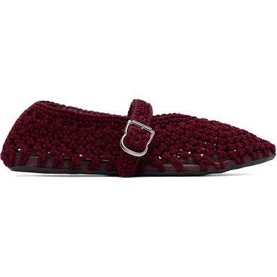 ALAÏA ALAÏA Burgundy Satin Cord Ballerina Flats
