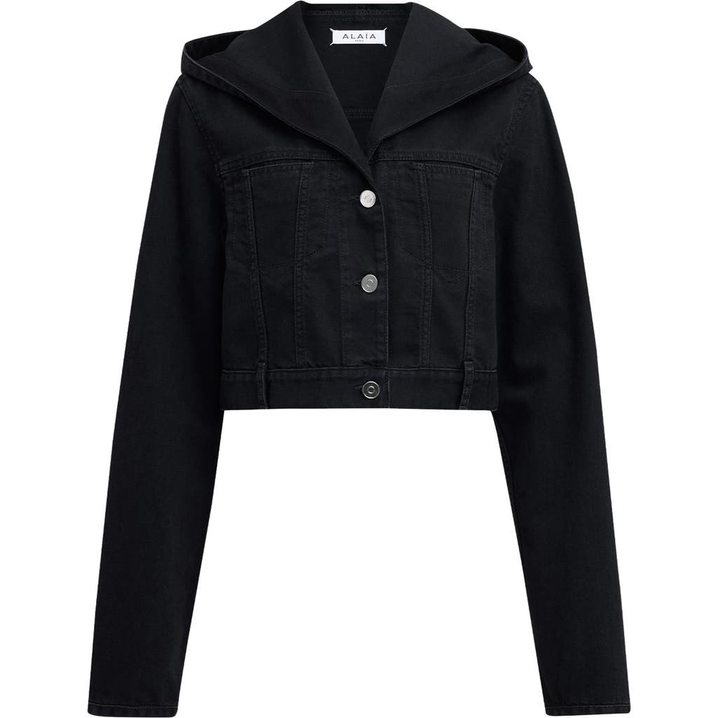 Alaïa Alaïa Crop Hooded Denim Jacket