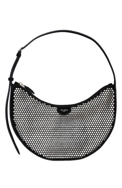 Alaïa Alaïa Demi Lune Studded Suede Shoulder Bag