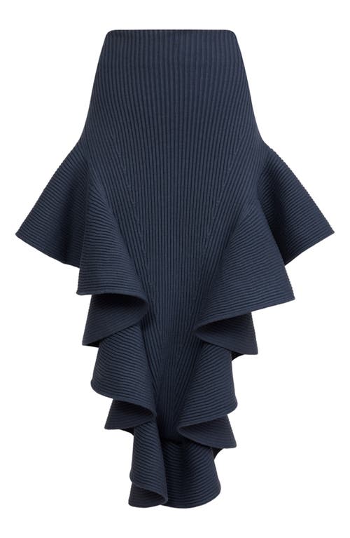 Alaïa Alaïa Engineered Rib Ruffle Skirt