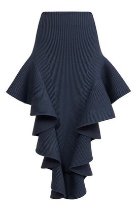 Alaïa Alaïa Engineered Rib Ruffle Skirt