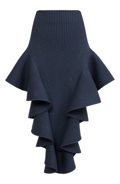 Alaïa Alaïa Engineered Rib Ruffle Skirt
