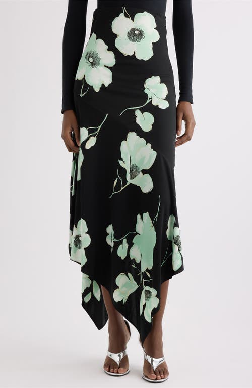 Alaïa Alaïa Floral High Waist Asymmetric Jersey Skirt