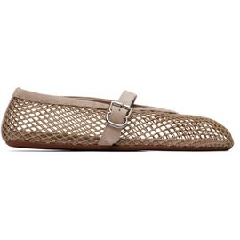 ALAÏA ALAÏA Gray Fishnet Suede Ballerina Flats