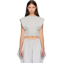 ALAÏA ALAÏA Gray Fleece Jersey Crop Top