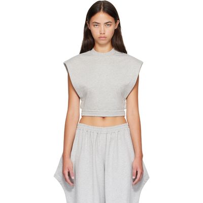 ALAÏA ALAÏA Gray Fleece Jersey Crop Top