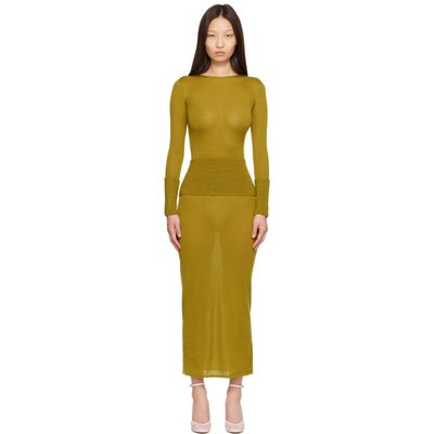 ALAÏA ALAÏA Green Merino Bodycon Maxi Dress