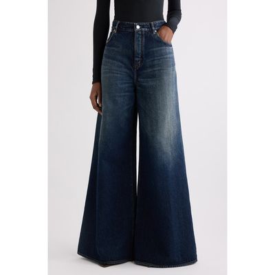 Alaïa Alaïa High Waist Denim Palazzo Pants