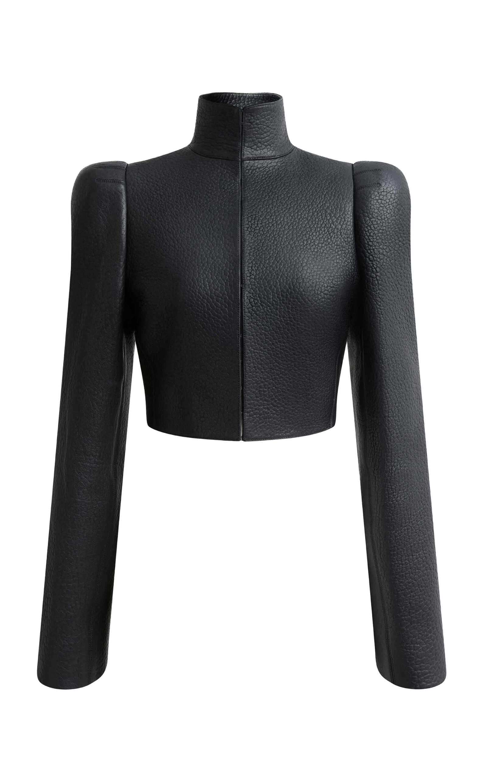 ALAÏA ALAÏA HighNeck Leather Jacket Black FR 38