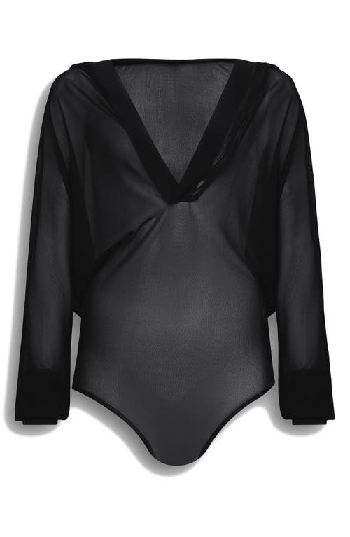 Alaïa Alaïa Hooded Long Sleeve Mesh Bodysuit