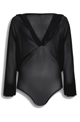 Alaïa Alaïa Hooded Long Sleeve Mesh Bodysuit