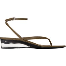 ALAÏA ALAÏA Khaki Invisible Thong Heeled Sandals