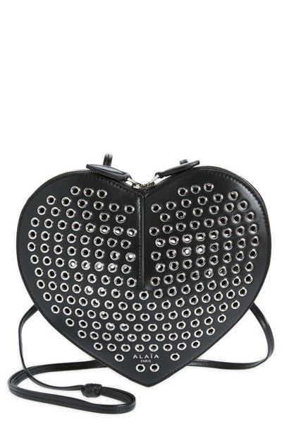 Alaïa Alaïa Le Coeur Grommet Leather Crossbody Bag