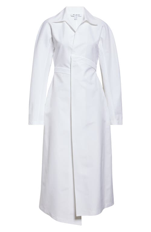 Alaïa Alaïa Long Sleeve Cotton Poplin Midi Wrap Shirtdress