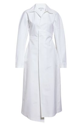 Alaïa Alaïa Long Sleeve Cotton Poplin Midi Wrap Shirtdress