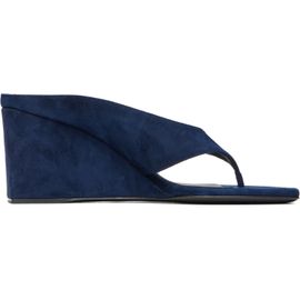 ALAÏA ALAÏA Navy Cube Thong Mule Heeled Sandals
