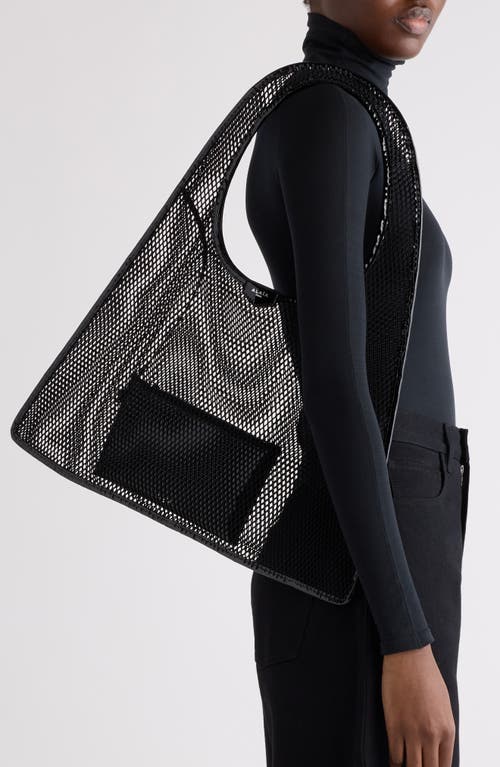Alaïa Alaïa One-Piece Fishnet & Patent Leather Shoulder Bag