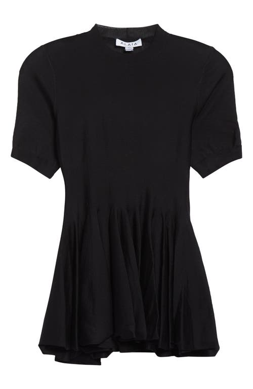 Alaïa Alaïa Short Sleeve Wool Peplum Sweater