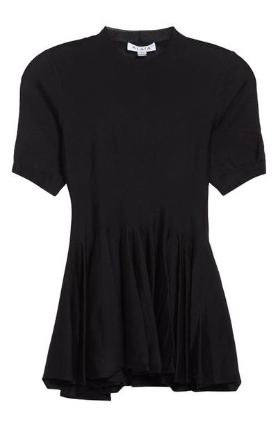 Alaïa Alaïa Short Sleeve Wool Peplum Sweater