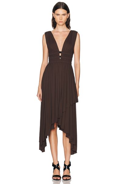 ALAÏA ALAÏA V-Neck Midi Dress