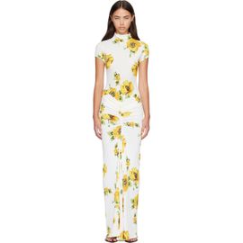 ALAÏA ALAÏA White Draped Printed Maxi Dress