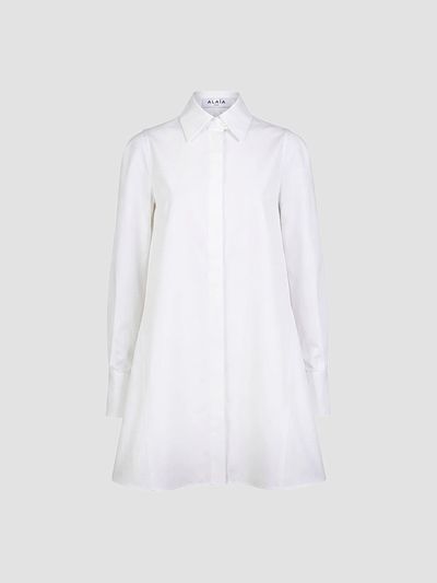 ALAÏA ALAÏA Women's Cotton Poplin A-Line Mini Shirtdress
