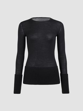ALAÏA ALAÏA Women's Crewneck Wool Rib-Knit Top