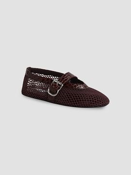 ALAÏA ALAÏA Women's La Ballarine Mesh & Croc-Embossed Flats