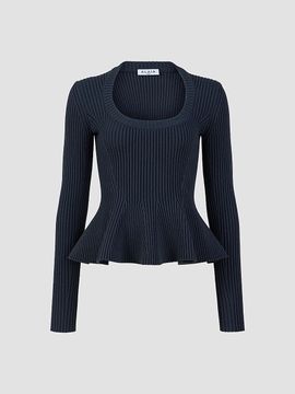 ALAÏA ALAÏA Women's Rib-Knit Peplum Top