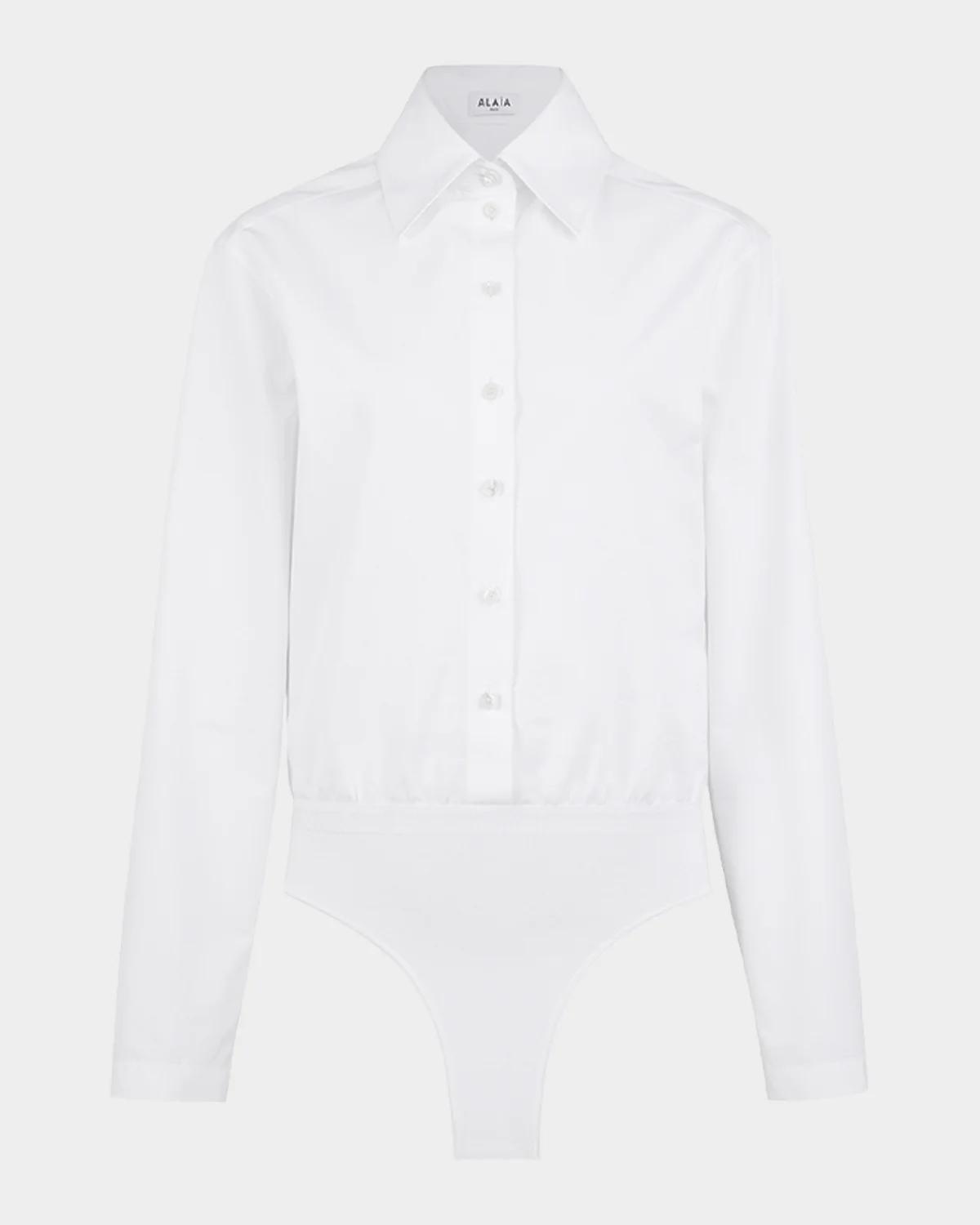 ALAÏA Basque Poplin Cotton Bodysuit
