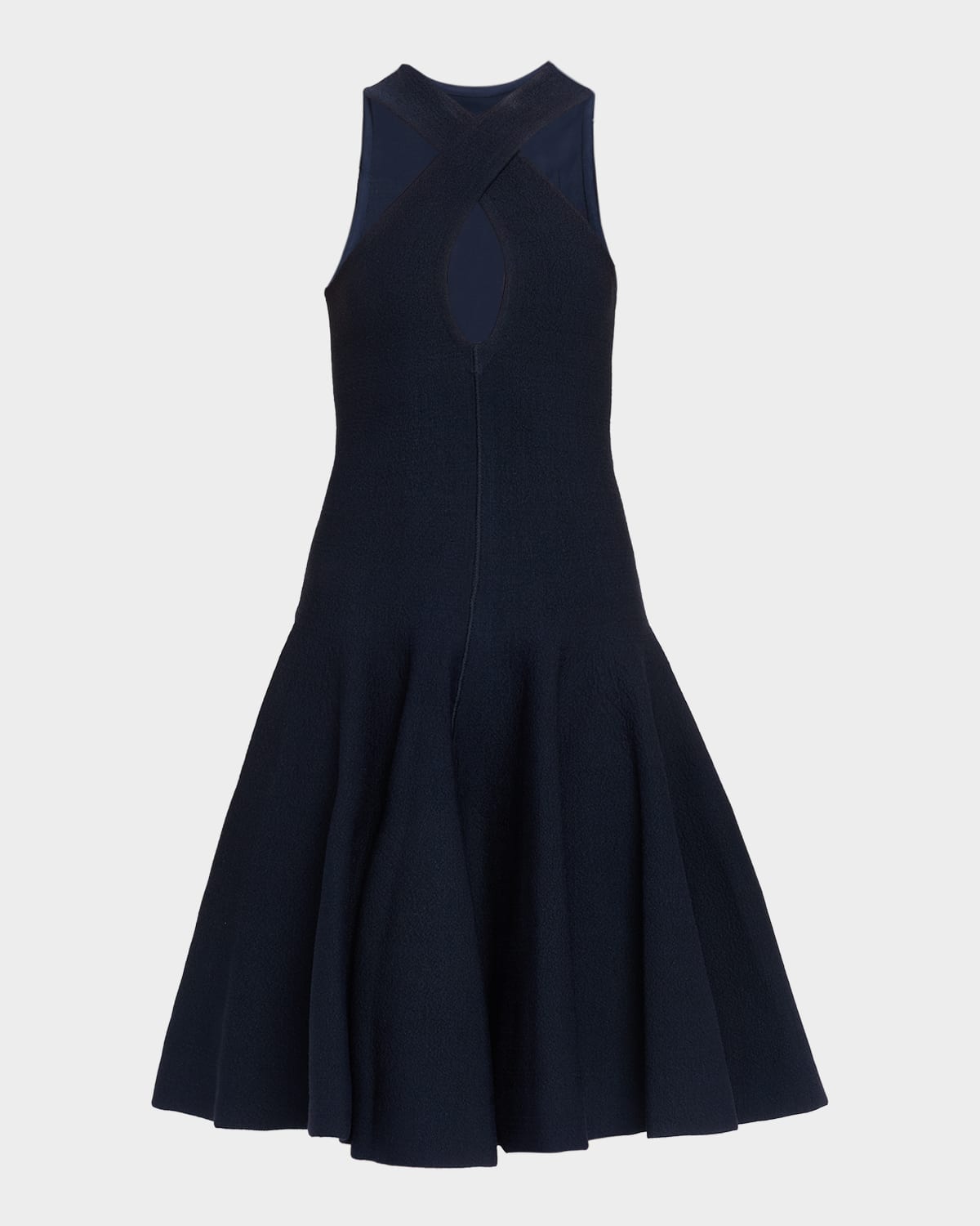ALAÏA Crisscross Keyhole Halter Flared Dress